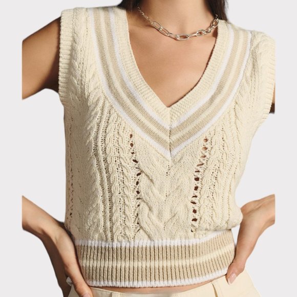 NWOT Rag & Bone Brandi Stripe Cable Knit Slim Vest Women's Size Small - Picture 3 of 14